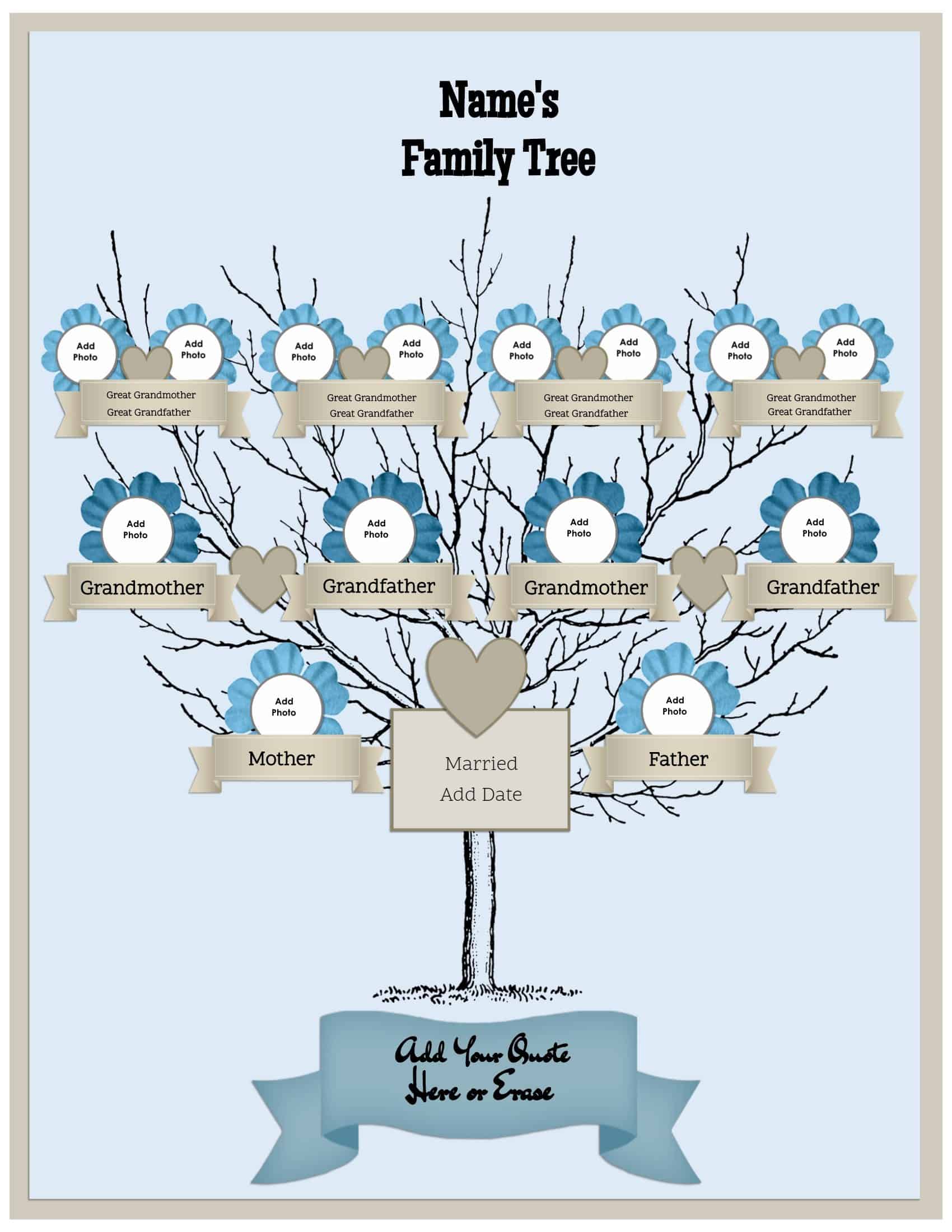 3 Generation Family Tree Generator All Templates are Free to Customize