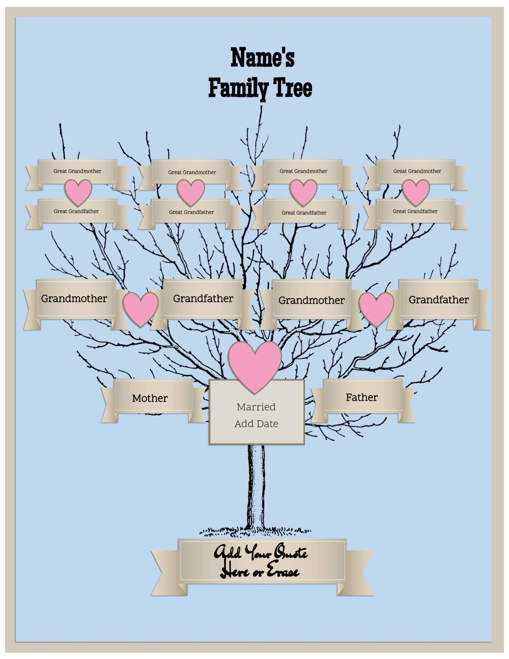 3 Generation Family  Tree  Generator All Templates are 