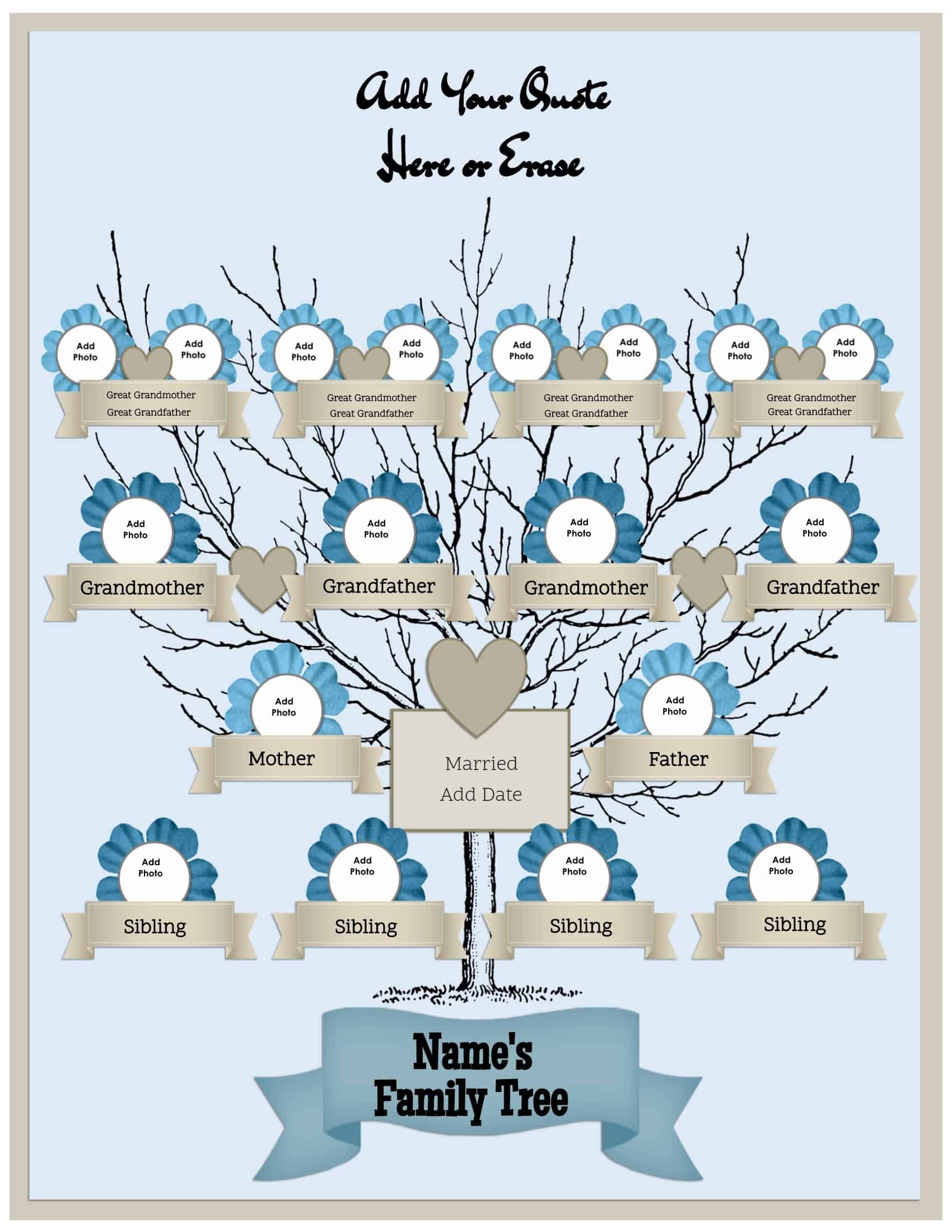 Customizable Printable Family Tree Template Printable Templates