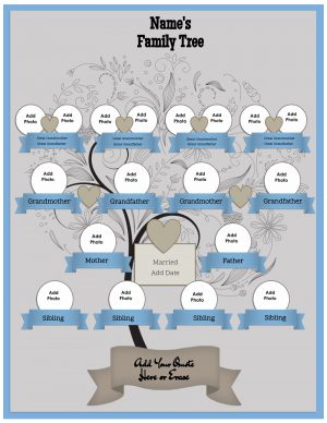 4 Generation Family Tree Template Free to Customize &amp; Print